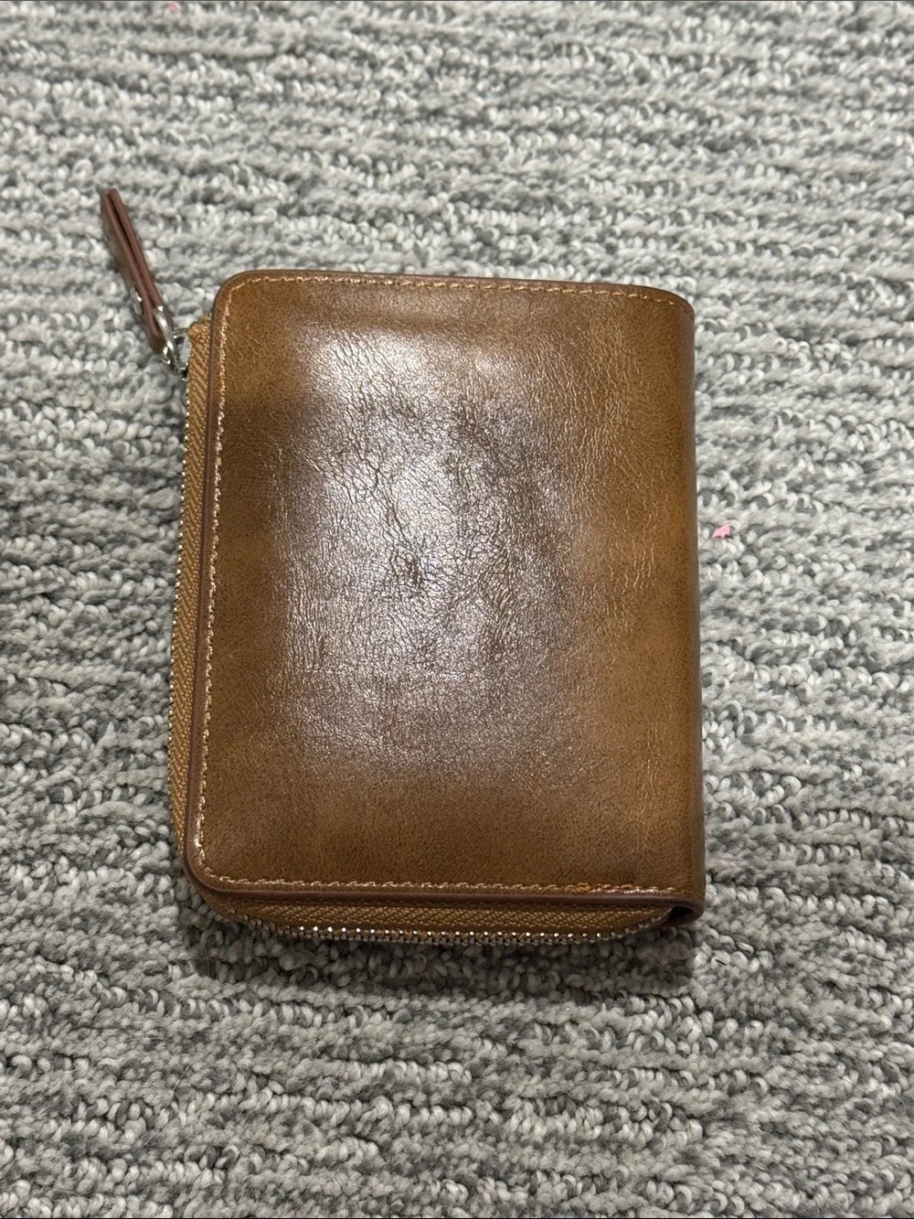 Brown Leather Zip Wallet for Men